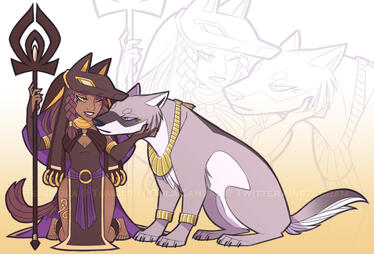 Wepwawet & Habibah Giftart (DEITIES AU)